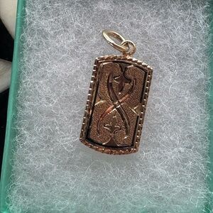 10k Gold Rectangular Cufflink conversion Pendant